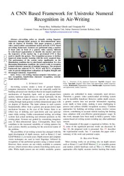 A CNN Based Framework for Unistroke Numeral Recognition in Air-Writing