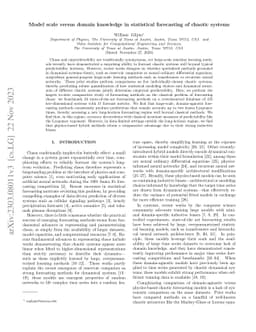 Model scale versus domain knowledge in statistical forecasting of
  chaotic systems