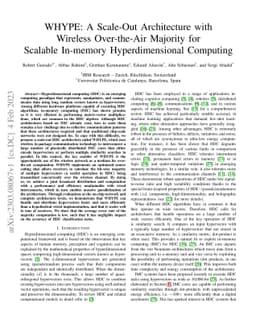 WHYPE: A Scale-Out Architecture with Wireless Over-the-Air Majority for
  Scalable In-memory Hyperdimensional Computing