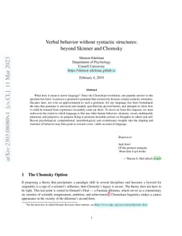 Verbal behavior without syntactic structures: beyond Skinner and Chomsky