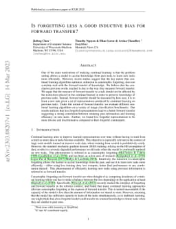 Is forgetting less a good inductive bias for forward transfer?