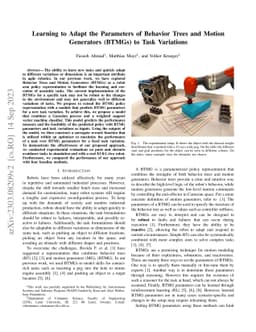 Learning to Adapt the Parameters of Behavior Trees and Motion Generators
  (BTMGs) to Task Variations