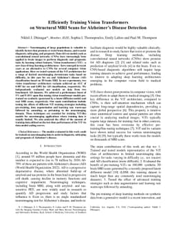 Efficiently Training Vision Transformers on Structural MRI Scans for
  Alzheimer's Disease Detection