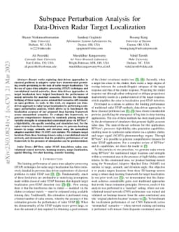 Subspace Perturbation Analysis for Data-Driven Radar Target Localization