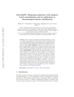 FairAdaBN: Mitigating unfairness with adaptive batch normalization and
  its application to dermatological disease classification