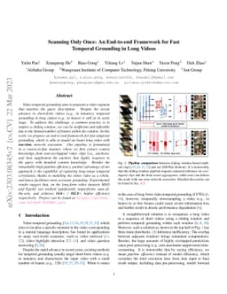 Scanning Only Once: An End-to-end Framework for Fast Temporal Grounding
  in Long Videos