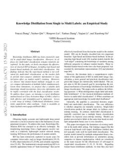Knowledge Distillation from Single to Multi Labels: an Empirical Study