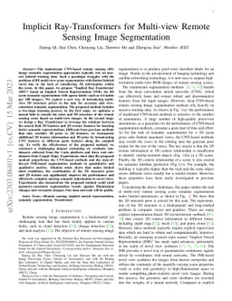Implicit Ray-Transformers for Multi-view Remote Sensing Image
  Segmentation