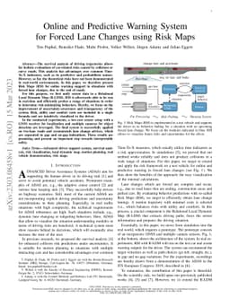 Online and Predictive Warning System for Forced Lane Changes using Risk
  Maps