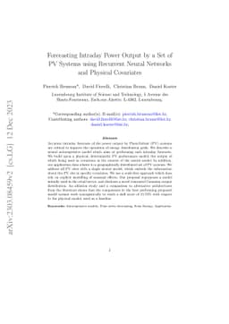 Forecasting Intraday Power Output by a Set of PV Systems using Recurrent
  Neural Networks and Physical Covariates