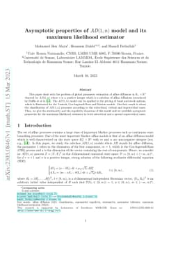 Asymptotic properties of AD(1, n) model and its maximum likelihood
  estimator