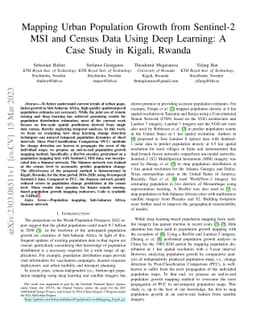 Mapping Urban Population Growth from Sentinel-2 MSI and Census Data
  Using Deep Learning: A Case Study in Kigali, Rwanda