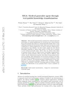 MGA: Medical generalist agent through text-guided knowledge
  transformation