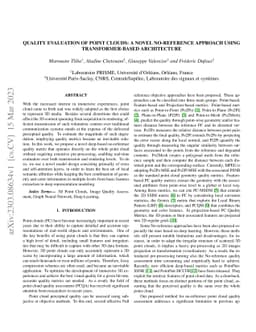 Quality evaluation of point clouds: a novel no-reference approach using
  transformer-based architecture