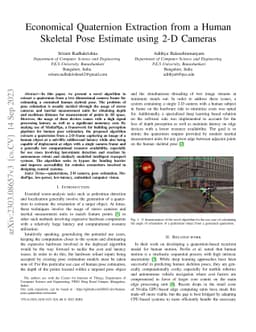 Economical Quaternion Extraction from a Human Skeletal Pose Estimate
  using 2-D Cameras
