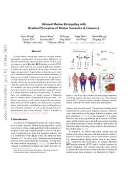 Skinned Motion Retargeting with Residual Perception of Motion Semantics
  & Geometry
