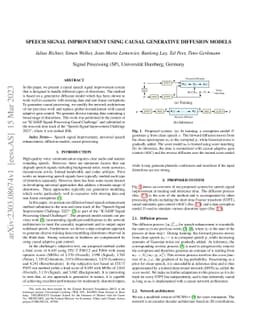 Speech Signal Improvement Using Causal Generative Diffusion Models