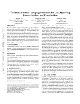 Mirror: A Natural Language Interface for Data Querying, Summarization,
  and Visualization