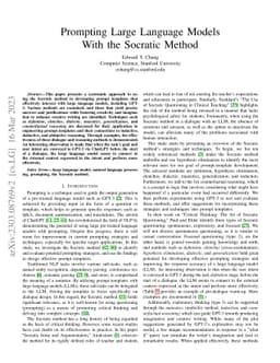 Prompting Large Language Models With the Socratic Method