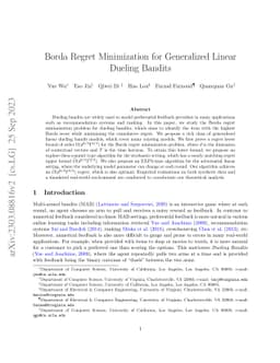 Borda Regret Minimization for Generalized Linear Dueling Bandits