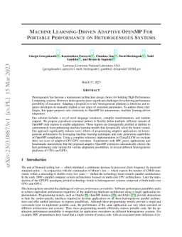 Machine Learning-Driven Adaptive OpenMP For Portable Performance on
  Heterogeneous Systems