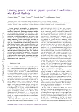 Learning ground states of gapped quantum Hamiltonians with Kernel
  Methods