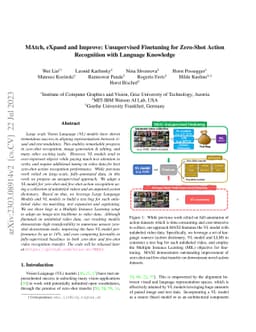 MAtch, eXpand and Improve: Unsupervised Finetuning for Zero-Shot Action
  Recognition with Language Knowledge