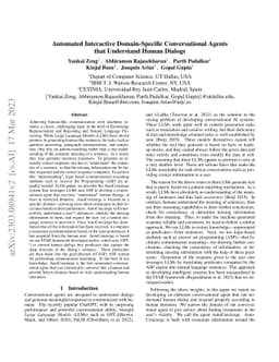 Automated Interactive Domain-Specific Conversational Agents that
  Understand Human Dialogs