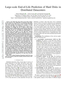 Large-scale End-of-Life Prediction of Hard Disks in Distributed
  Datacenters
