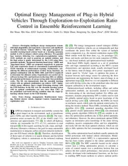 Optimal Energy Management of Plug-in Hybrid Vehicles Through
  Exploration-to-Exploitation Ratio Control in Ensemble Reinforcement Learning