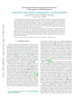 Forecasting Particle Accelerator Interruptions Using Logistic LASSO
  Regression