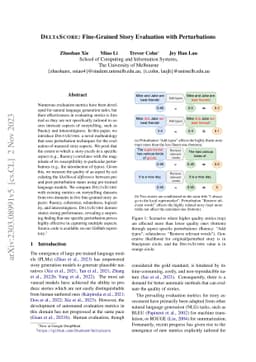 DeltaScore: Fine-Grained Story Evaluation with Perturbations