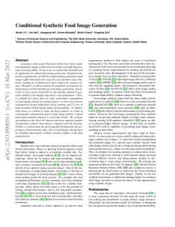 Conditional Synthetic Food Image Generation