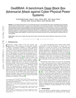DeeBBAA: A benchmark Deep Black Box Adversarial Attack against
  Cyber-Physical Power Systems