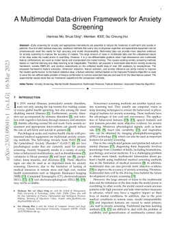 A Multimodal Data-driven Framework for Anxiety Screening