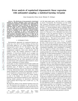 Error analysis of regularized trigonometric linear regression with
  unbounded sampling: a statistical learning viewpoint