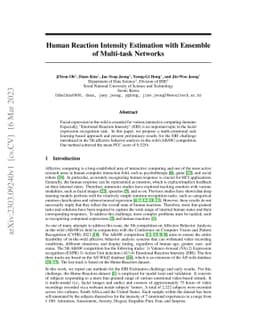 Human Reaction Intensity Estimation with Ensemble of Multi-task Networks