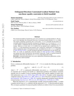 Orthogonal Directions Constrained Gradient Method: from non-linear
  equality constraints to Stiefel manifold