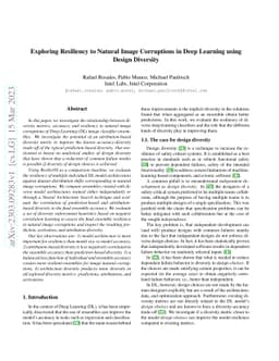 Exploring Resiliency to Natural Image Corruptions in Deep Learning using
  Design Diversity