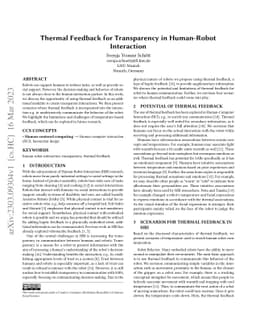 Thermal Feedback for Transparency in Human-Robot Interaction