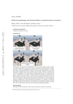 Multi-step planning with learned effects of partial action executions