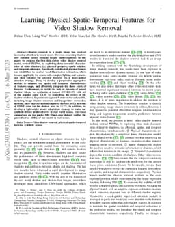 Learning Physical-Spatio-Temporal Features for Video Shadow Removal