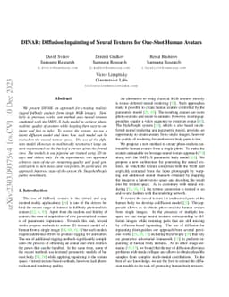 DINAR: Diffusion Inpainting of Neural Textures for One-Shot Human
  Avatars