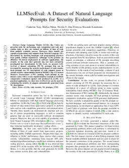 LLMSecEval: A Dataset of Natural Language Prompts for Security
  Evaluations