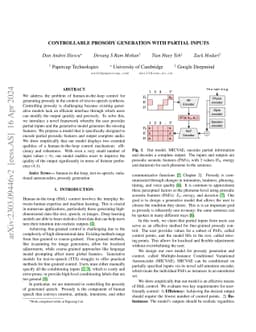 Controllable Prosody Generation With Partial Inputs