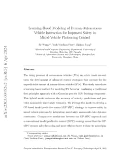 Learning-Based Modeling of Human-Autonomous Vehicle Interaction for
  Improved Safety in Mixed-Vehicle Platooning Control