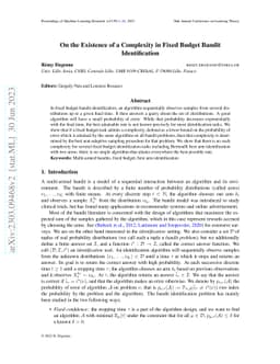 On the Existence of a Complexity in Fixed Budget Bandit Identification