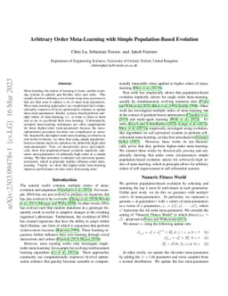 Arbitrary Order Meta-Learning with Simple Population-Based Evolution
