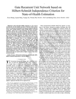 Gate Recurrent Unit Network based on Hilbert-Schmidt Independence
  Criterion for State-of-Health Estimation