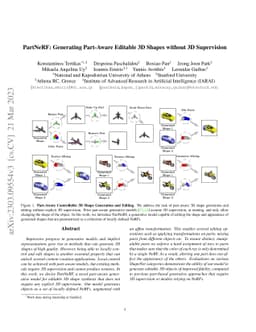 PartNeRF: Generating Part-Aware Editable 3D Shapes without 3D
  Supervision